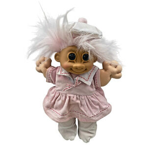 Vintage Russ Berrie Pink Sailor Dress Troll Doll 12" Plush